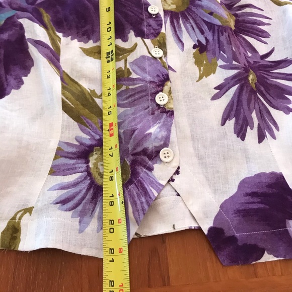 Vintage floral linen Brian Bailey button front top Size 12 - Picture 10 of 16